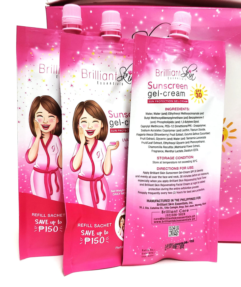Brilliant Skin Sunscreen Gel-Cream SPF 30 – Sachet Pack 3 x 50g | BRILLIANT SKIN ESSENTIALS