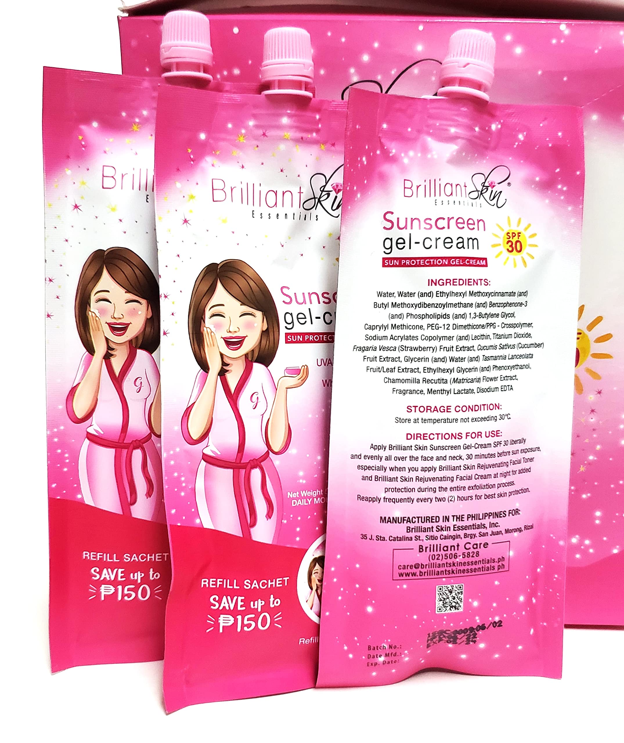 Brilliant Skin Sunscreen Gel-Cream SPF 30 – Sachet Pack 3 x 50g | BRILLIANT SKIN ESSENTIALS
