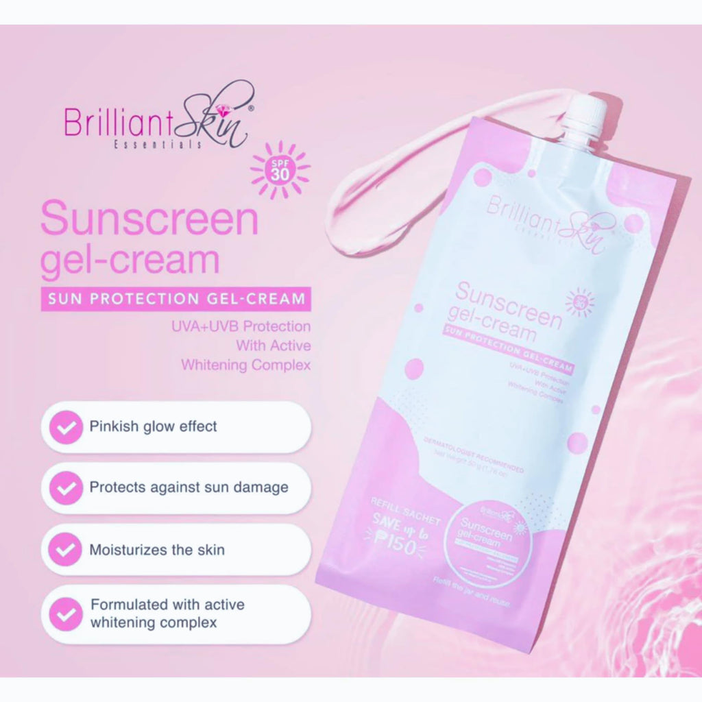 Brilliant Skin Sunscreen Gel-Cream Refill Sachets (50g x 2) – Lightweight SPF