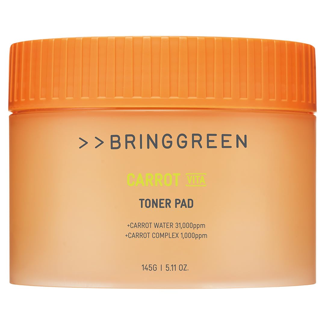 BRING GREEN Carrot Toner Pad – Vitamin & Retinol for Even Skin Tone & Dark Spots (60 Count)