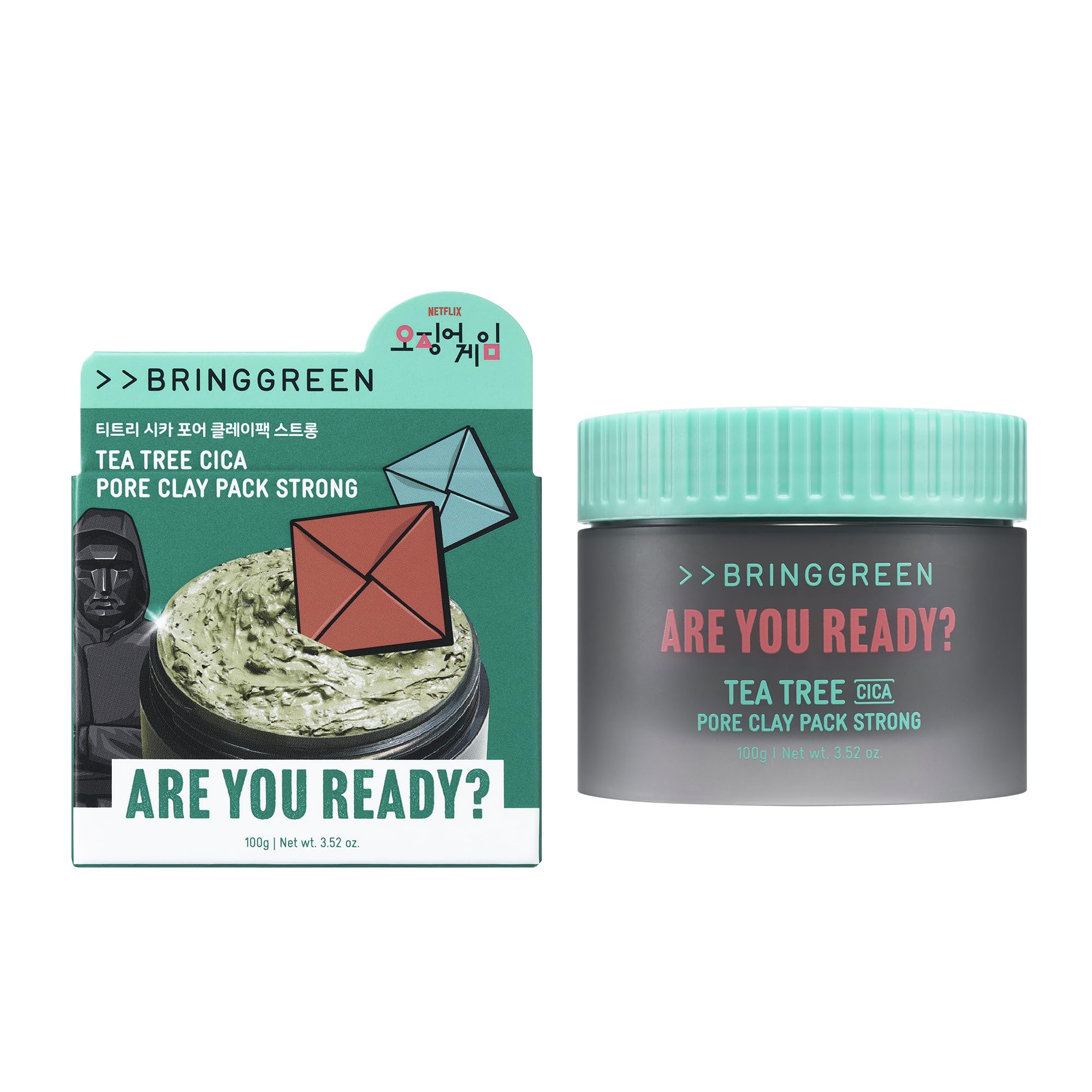 BRING GREEN Netflix Squid Game Edition Tea Tree Cica Pore Clay Pack 100g – Deep Cleansing & Cooling Mask