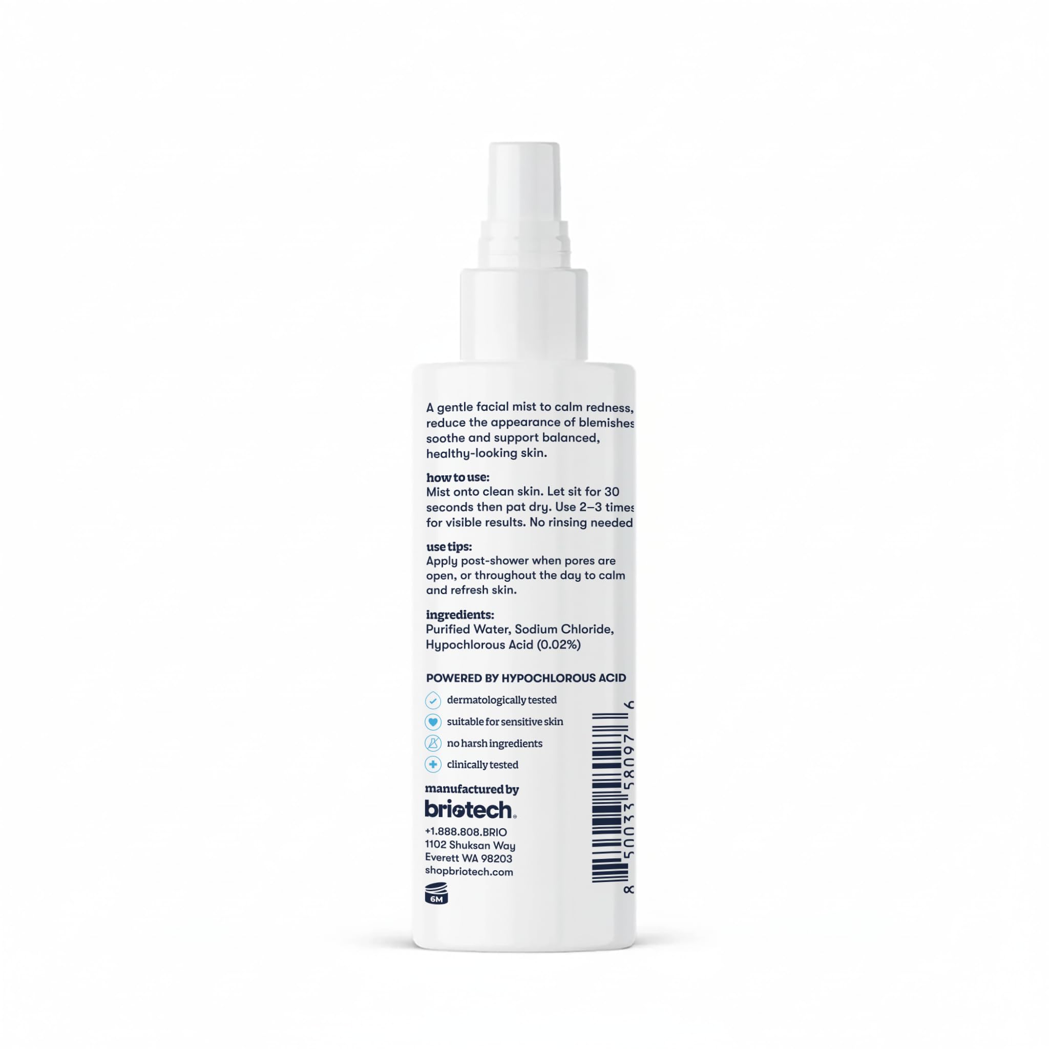 BRIOTECH Renew Toner: Hypochlorous Acid Facial Mist for Sensitive Skin – Calm Redness & Minimize Blemishes (2 x 2 oz)