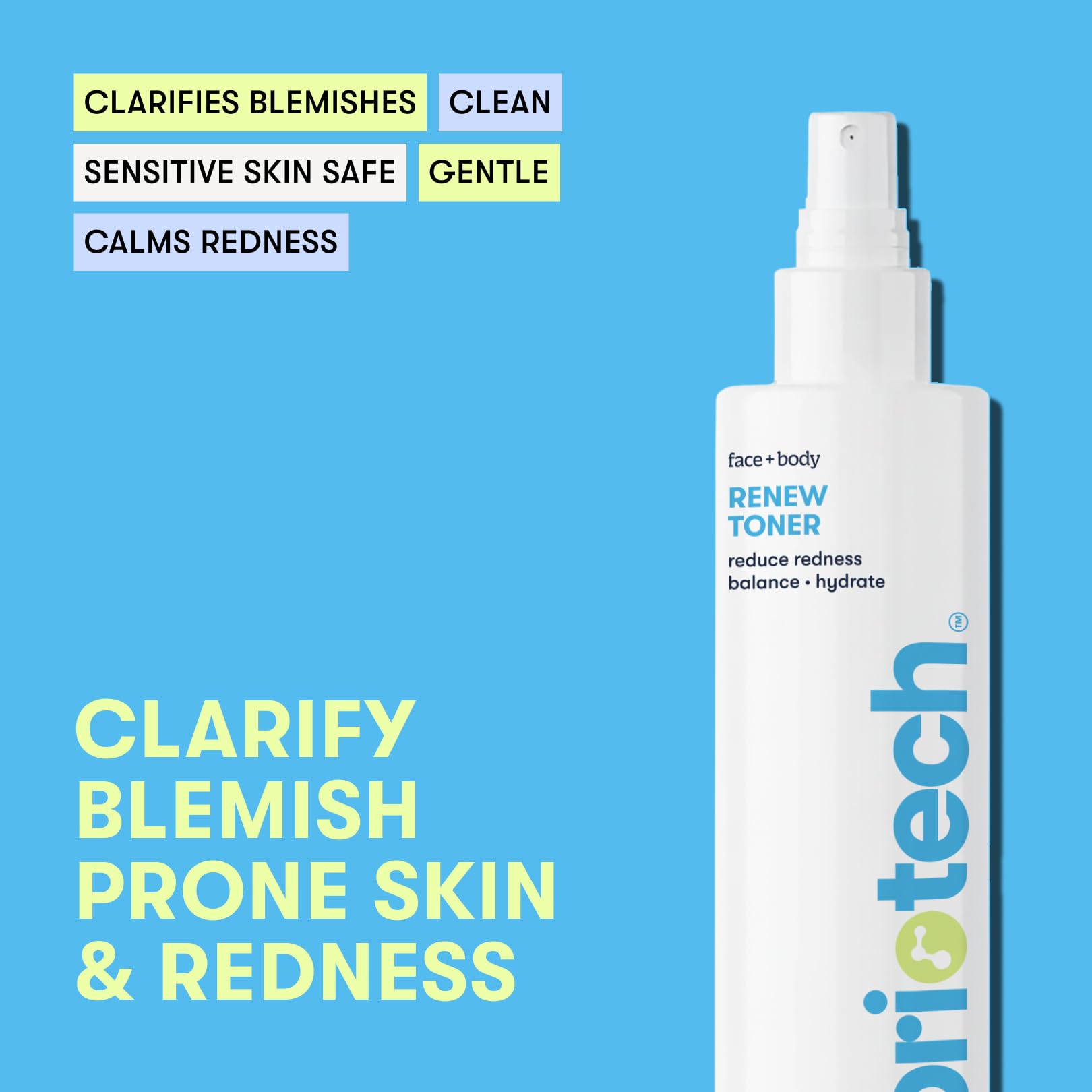 BRIOTECH Renew Toner: Hypochlorous Acid Facial Mist for Sensitive Skin – Calm Redness & Minimize Blemishes (2 x 2 oz)