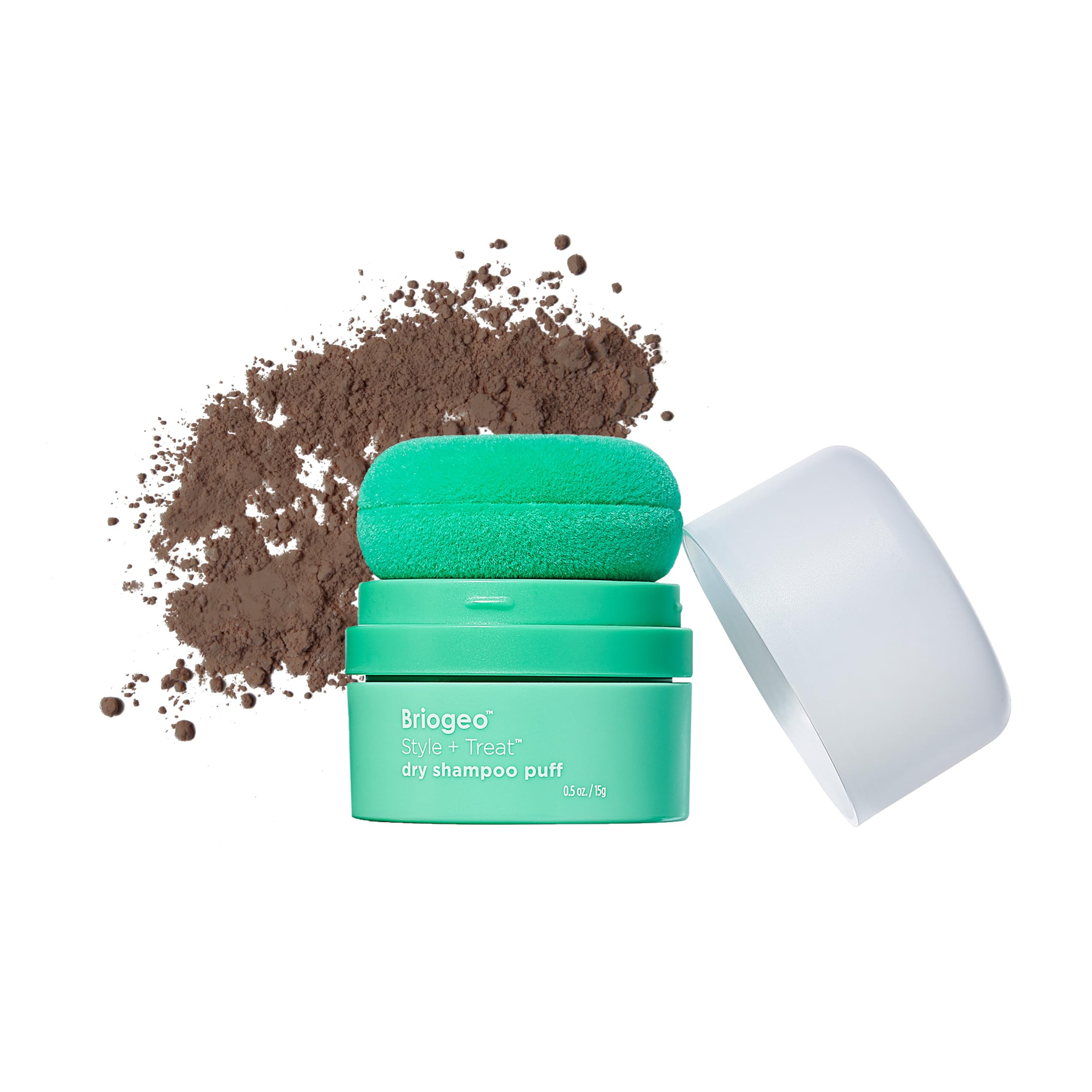 Briogeo Style & Treat Dry Shampoo Puff – Tinted for Dark Hair (Non-Aerosol, Talc & Benzene Free)