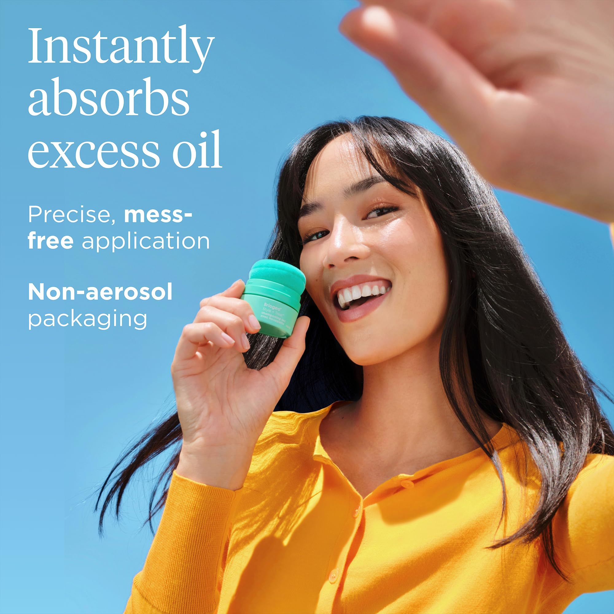 Briogeo Style & Treat Dry Shampoo Puff – Tinted for Dark Hair (Non-Aerosol, Talc & Benzene Free)