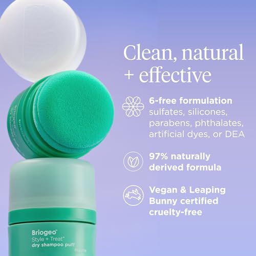 Briogeo Style & Treat Dry Shampoo Puff – Tinted for Dark Hair (Non-Aerosol, Talc & Benzene Free)