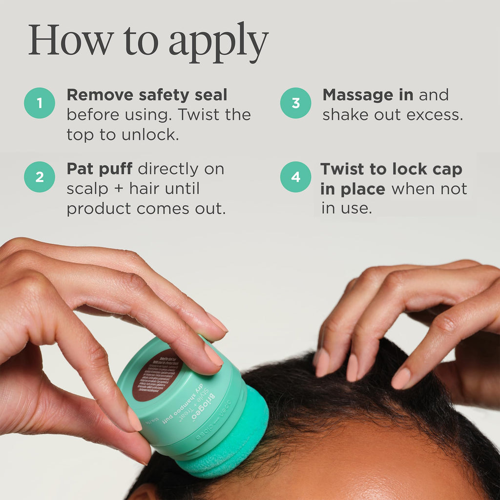 Briogeo Style & Treat Dry Shampoo Puff – Tinted for Dark Hair (Non-Aerosol, Talc & Benzene Free)