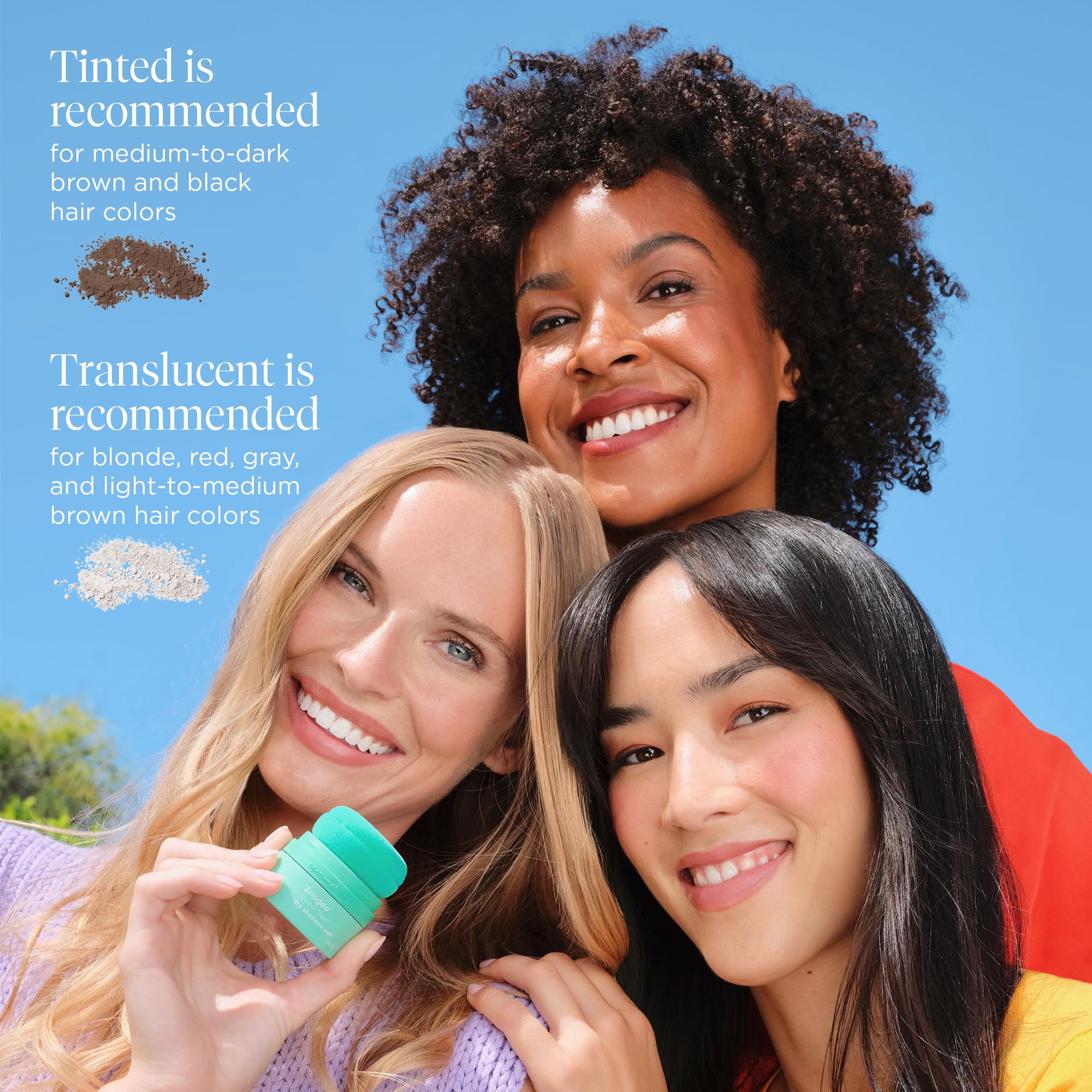 Briogeo Style & Treat Dry Shampoo Puff – Tinted for Dark Hair (Non-Aerosol, Talc & Benzene Free)