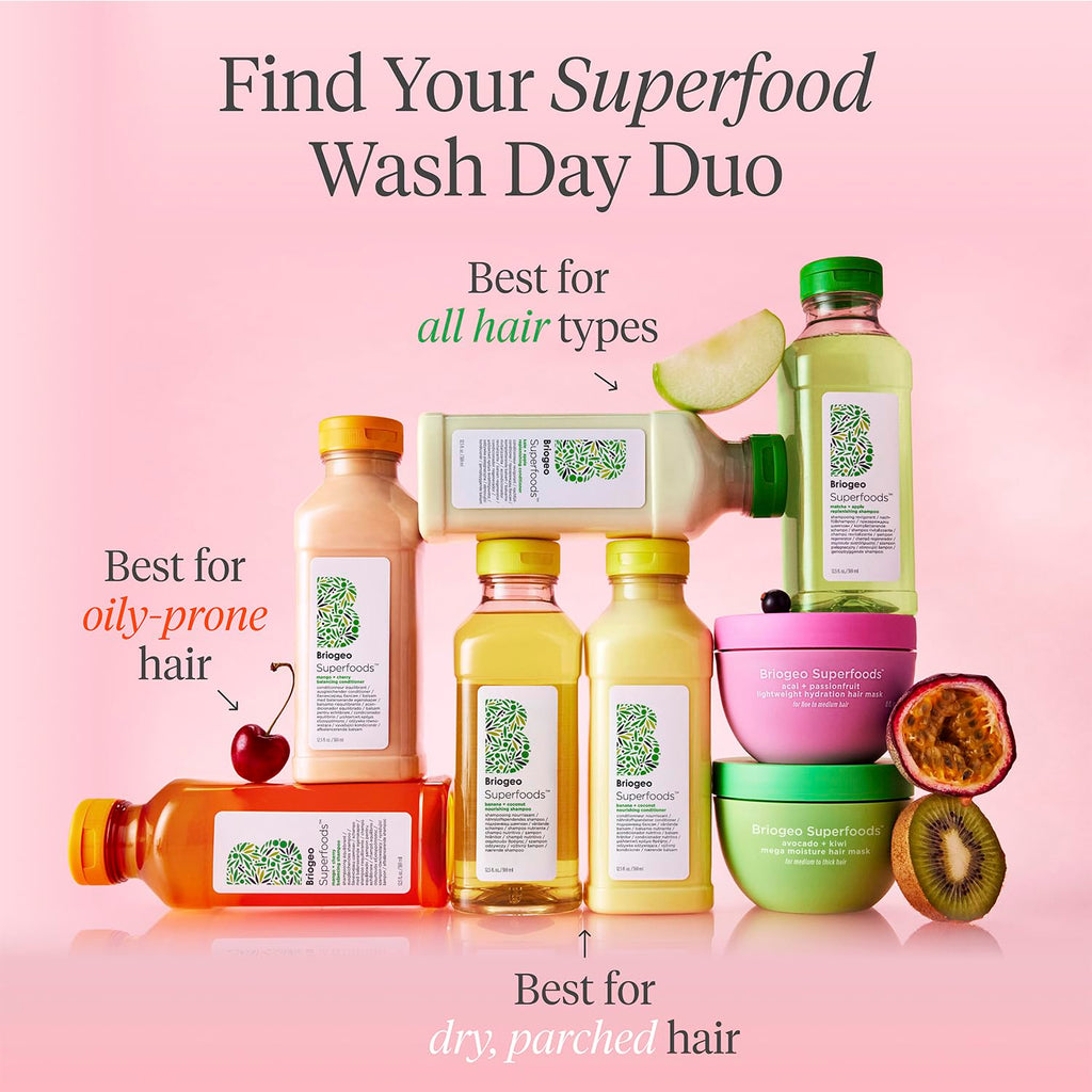 Briogeo Superfoods Acai + Passionfruit Lightweight Hydration Hair Mask – Deep Conditioner for Fine Hair, 2 oz | Vegan & Cruelty-Free