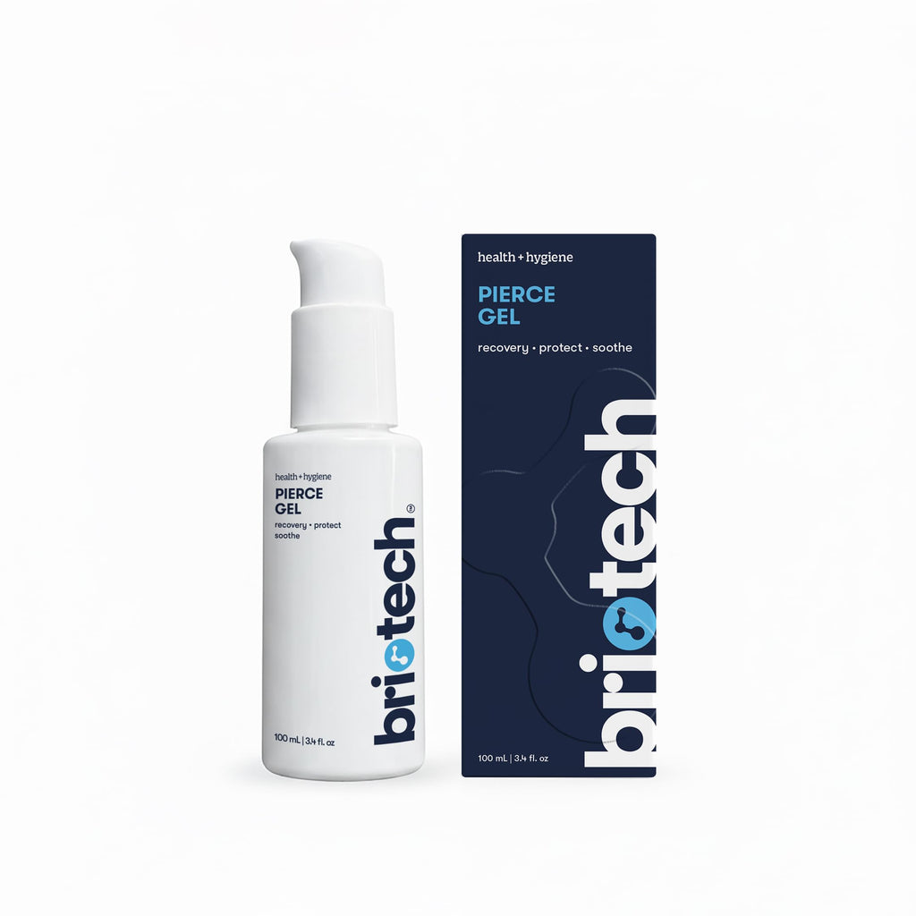 BRIOTECH Pierce Gel – Extra Strength HOCl Piercing Aftercare | No Rinse, Quick Dry, Vegan, 3.4 fl oz Travel Size