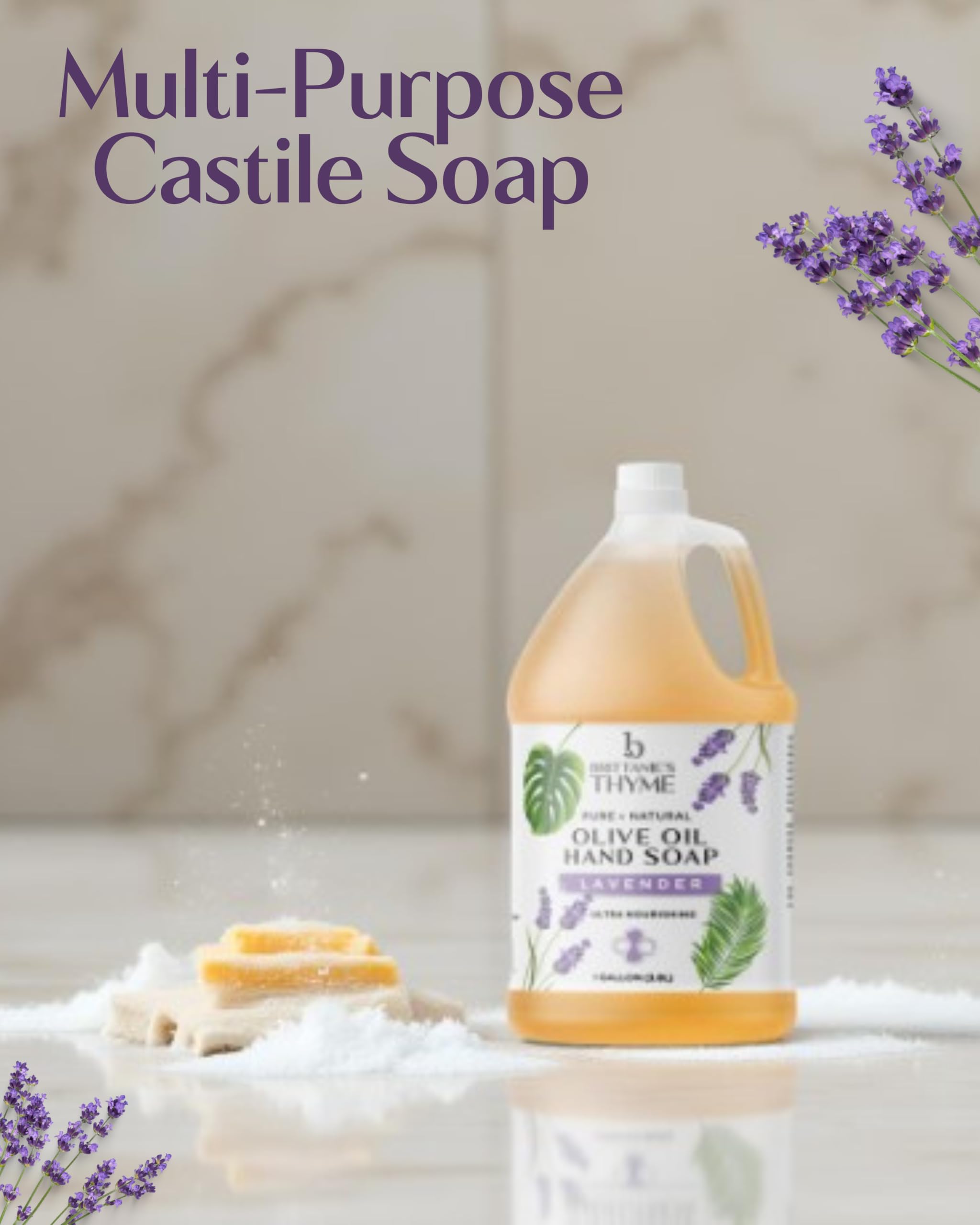 Brittanie's Lavender Castile Soap Refill – 1 Gallon | Vegan, Gluten Free & Non-GMO