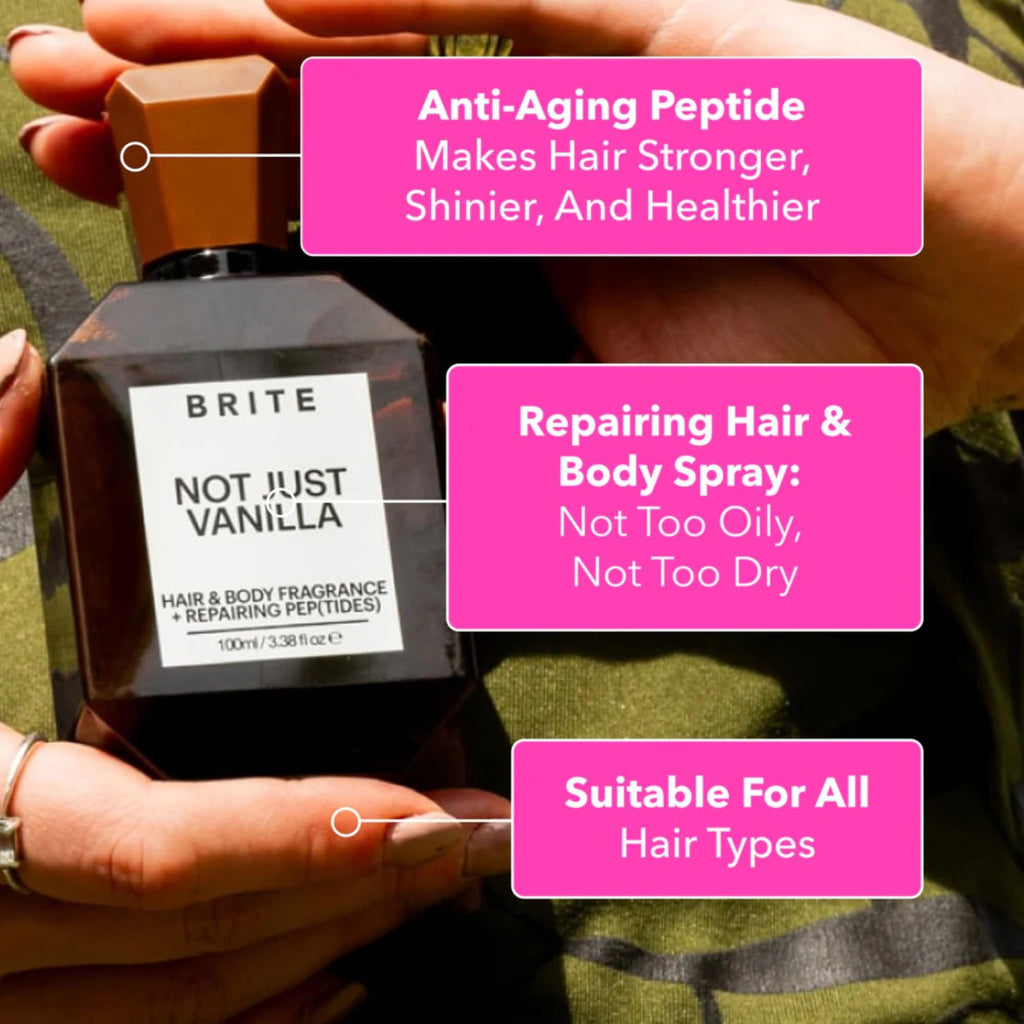 Brite Hair & Body Fragrance with Repairing Peptides – Berry Scent, All Hair Types, 3.38 Fl Oz