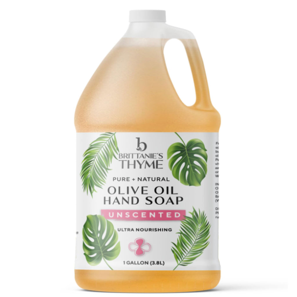 Brittanie's Thyme Castile Soap Refill Unscented 1 Gal – Multi-Use Face, Body, Dishes & Laundry