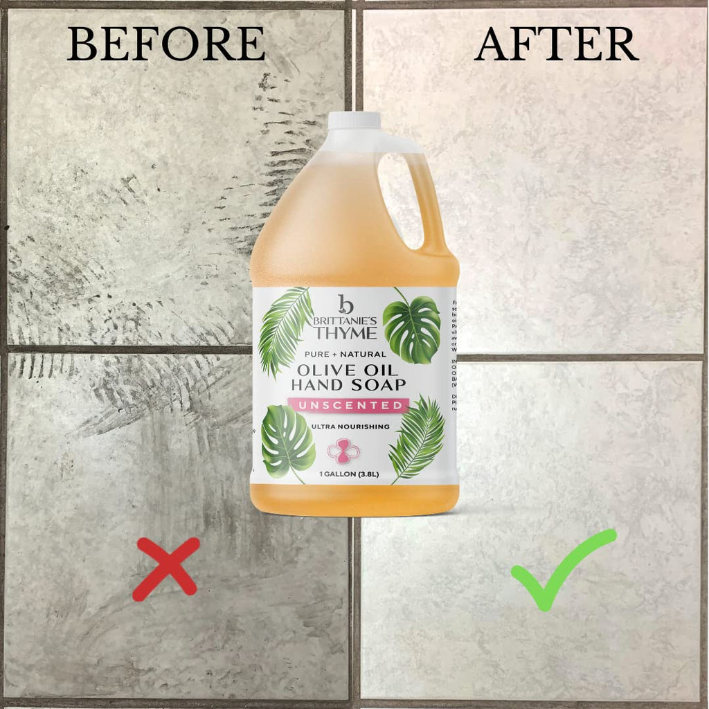 Brittanie's Thyme Castile Soap Refill Unscented 1 Gal – Multi-Use Face, Body, Dishes & Laundry