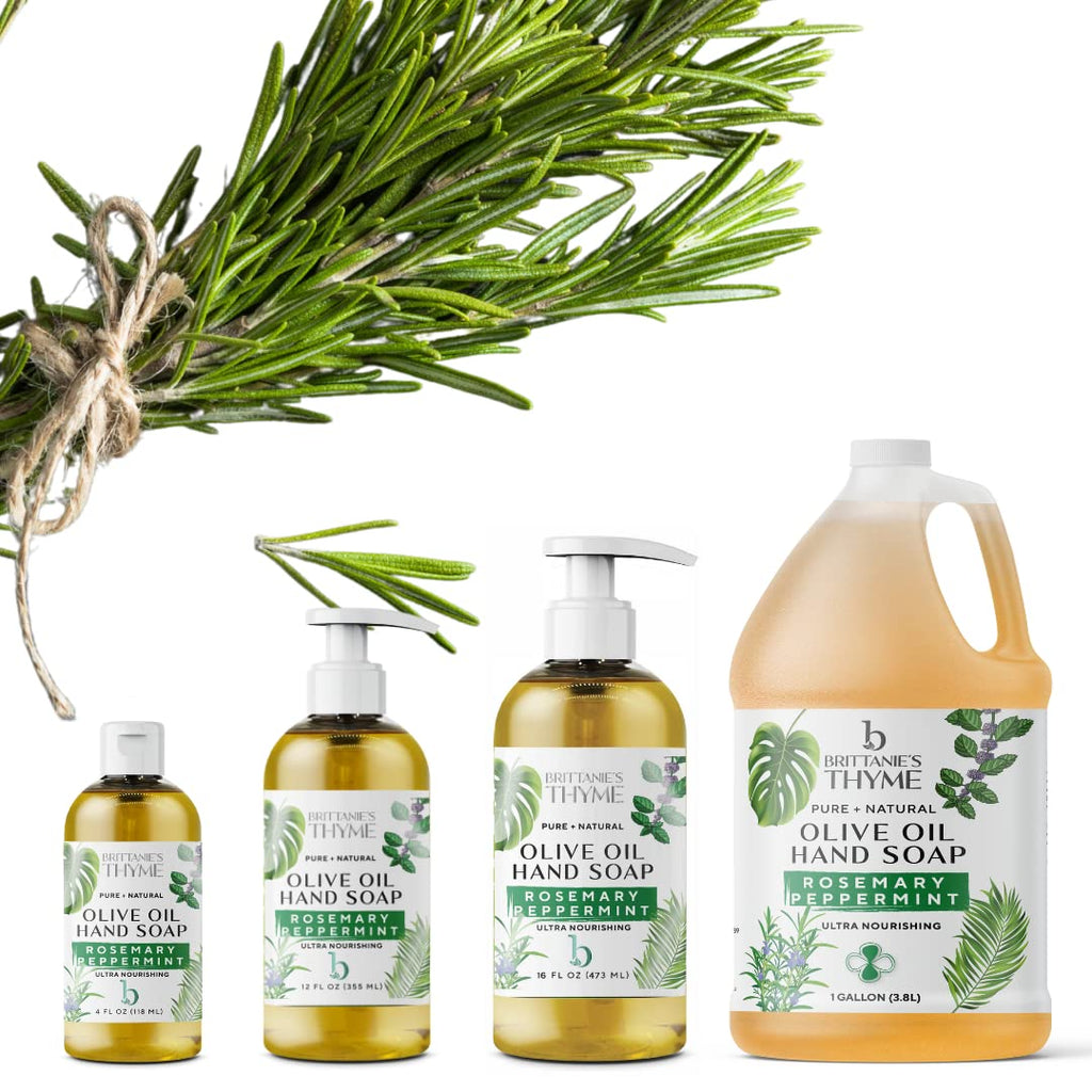 Brittanie's Pure Organic Castile Soap Refill – Rosemary Peppermint, 1 Gallon | Vegan, Gluten Free