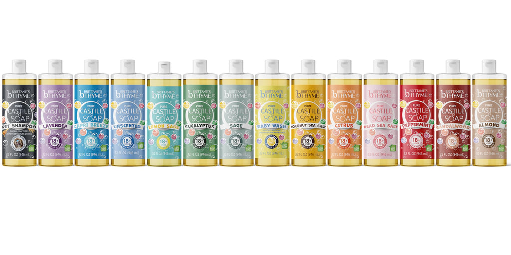 Brittanie's Thyme Pure Castile Liquid Soap Refill – Lavender, 32 oz 2-Pack | Gentle, Vegan, Non-GMO