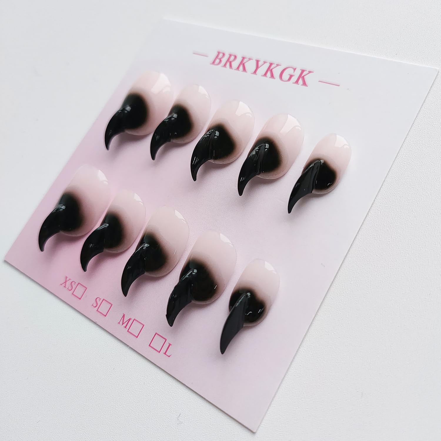 BRKYKGK Cat Claw Press On Nails – Short Stiletto Black Eagle Claw, Glossy Thick Acrylic, 10Pcs