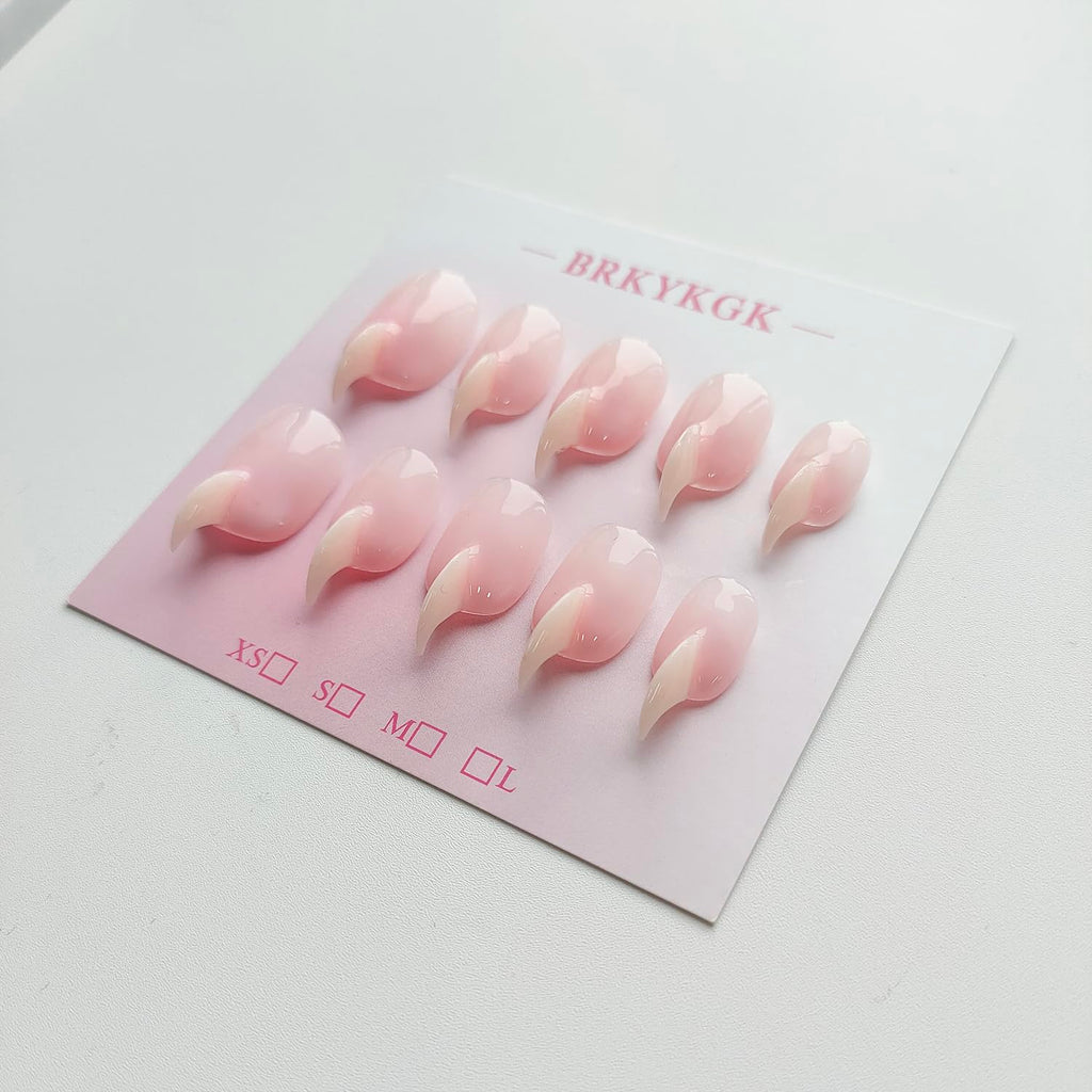 BRKYKGK Cat Claw Press-On Nails – Short Stiletto Pink Eagle Claw, 10 Pcs
