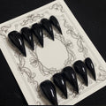 BRKYKGK Eagle Claw Press-On Nails – Medium Stiletto, Glossy Black Cat Claw (10 Pcs)