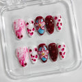 BRKYKGK Handmade Press on Nails Almond Medium – 3D Floral Thick Acrylic False Nails Kit (10 Pcs)