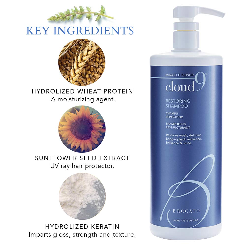 Brocato Cloud 9 Restoring Shampoo 32oz | Miracle Repair for Damaged Hair