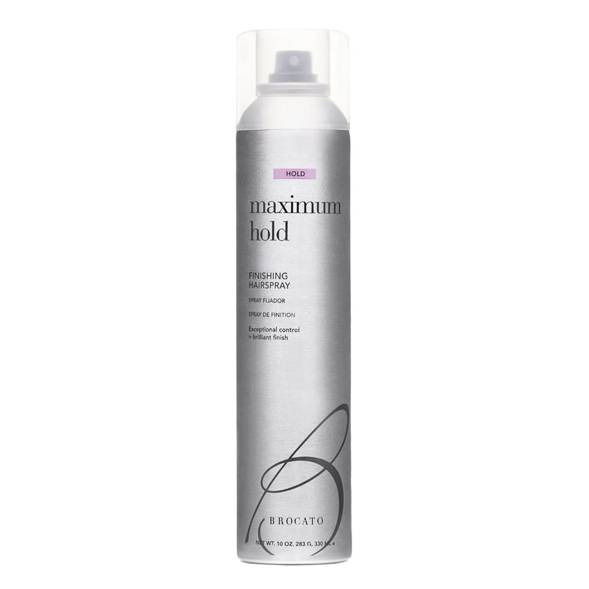 Brocato Maximum Hold Finishing Hairspray (50% VOC) 10oz | All-Day Hold, Shine & Style Control