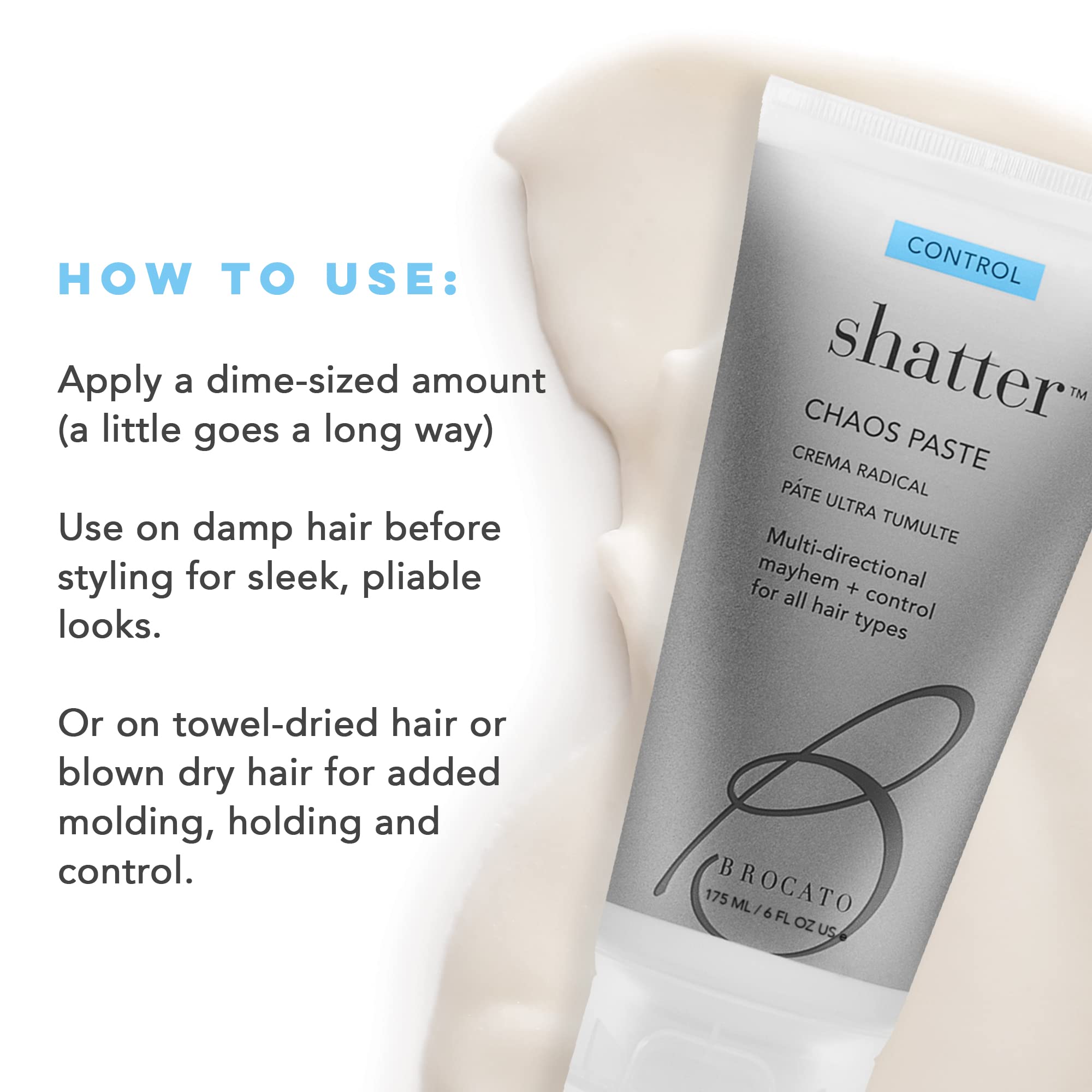 Brocato Shatter Chaos Paste, 6 Oz | Ultra-Firm Molding Paste for All Hair Types | Wet, Dry & Heat-Styled Looks