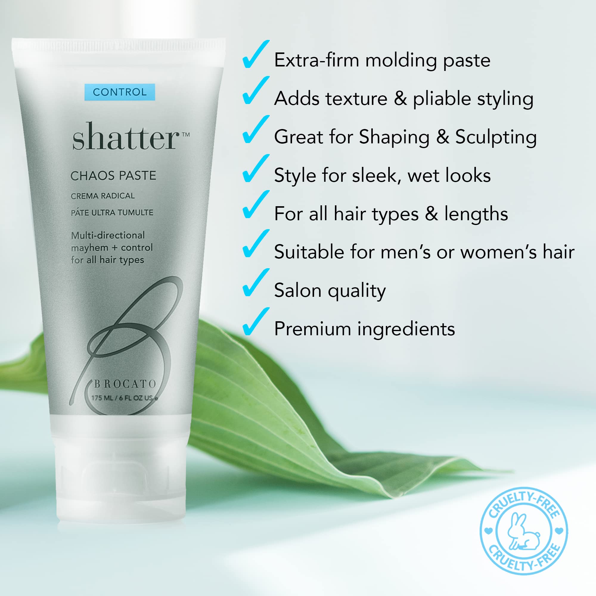 Brocato Shatter Chaos Paste, 6 Oz | Ultra-Firm Molding Paste for All Hair Types | Wet, Dry & Heat-Styled Looks