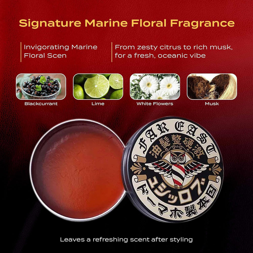 BROSH Far East Hard Pomade – Water-Based, Extra Firm Hold, Medium Shine | Humidity-Resistant Grooming