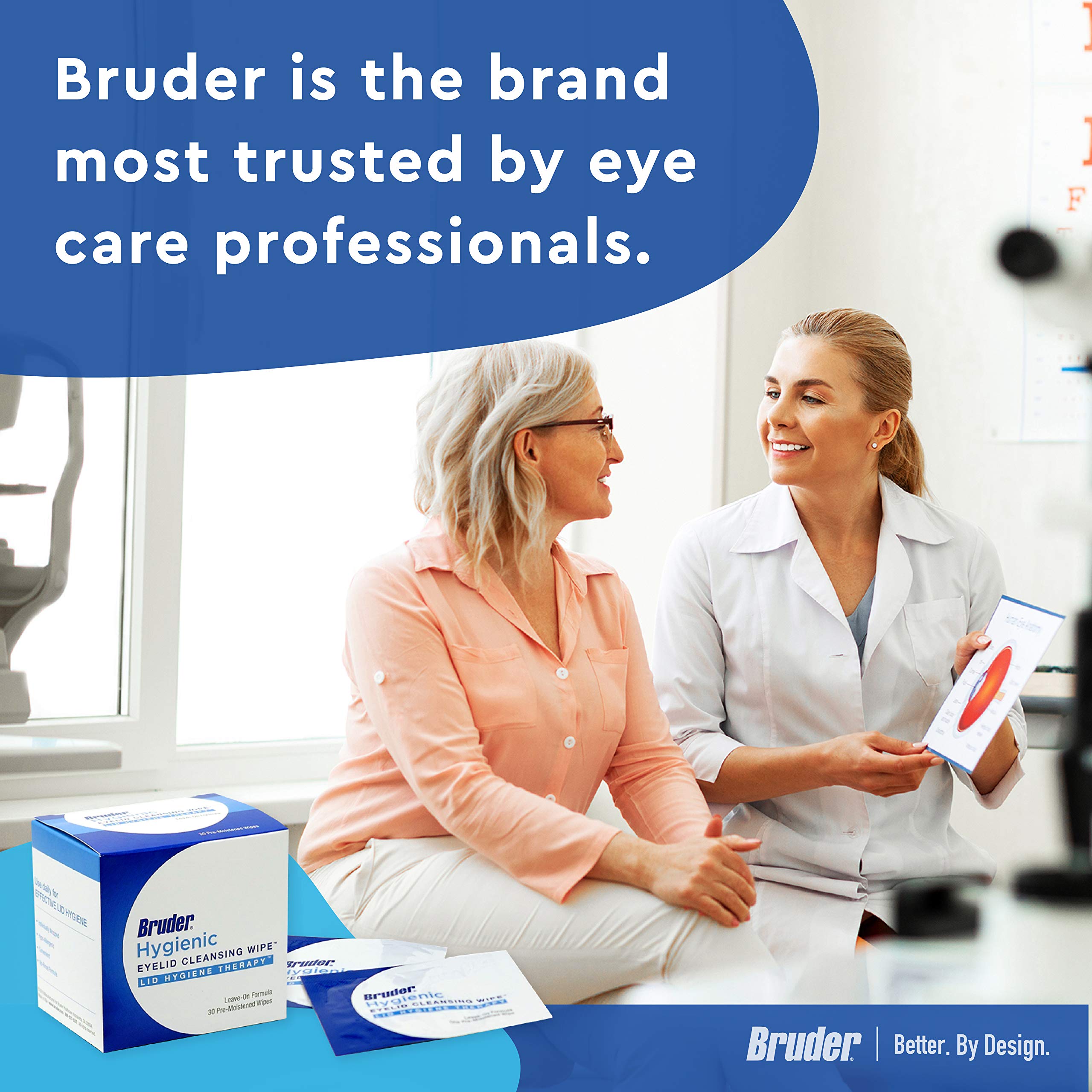 Bruder Eyelid Cleansing Wipes – Rinse-Free, Unscented, Hypoallergenic 3-Pack (90 Wipes)