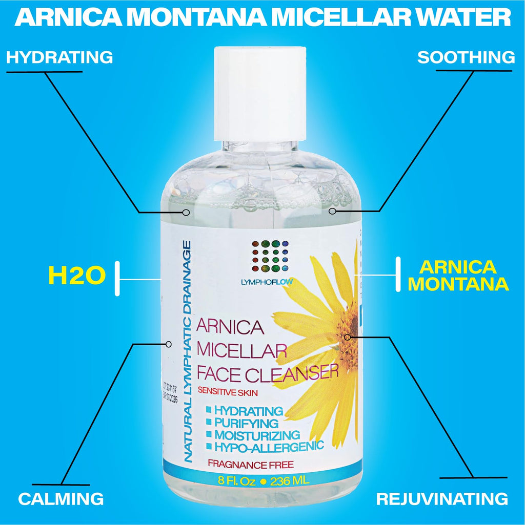 Bruizex Arnica Micellar Water – Cleansing, Makeup Removal & Lymphatic Support (All Skin Types, 8 fl oz)