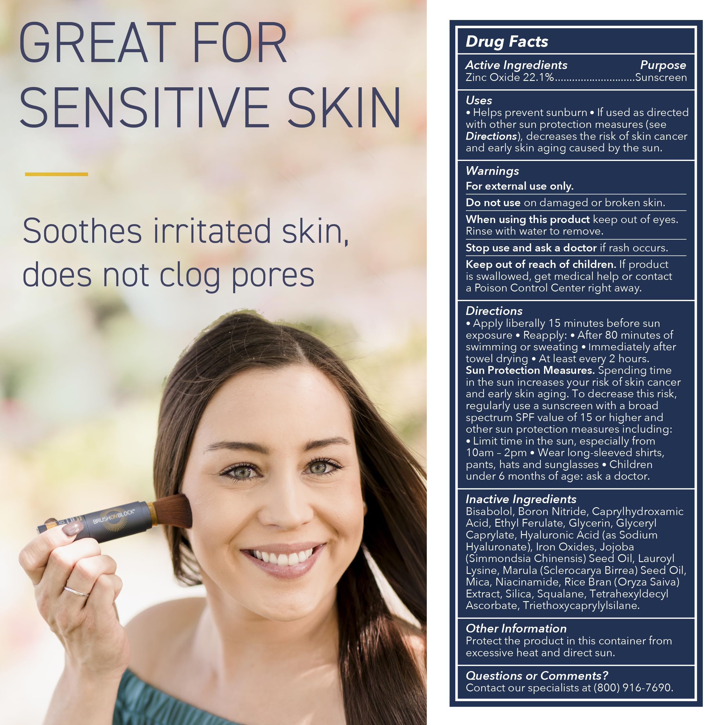 Brush On Block SPF 30 Mineral Powder Sunscreen – Niacinamide, Hyaluronic Acid & Vitamin C | Reef-Friendly, Water-Resistant, USA-Made