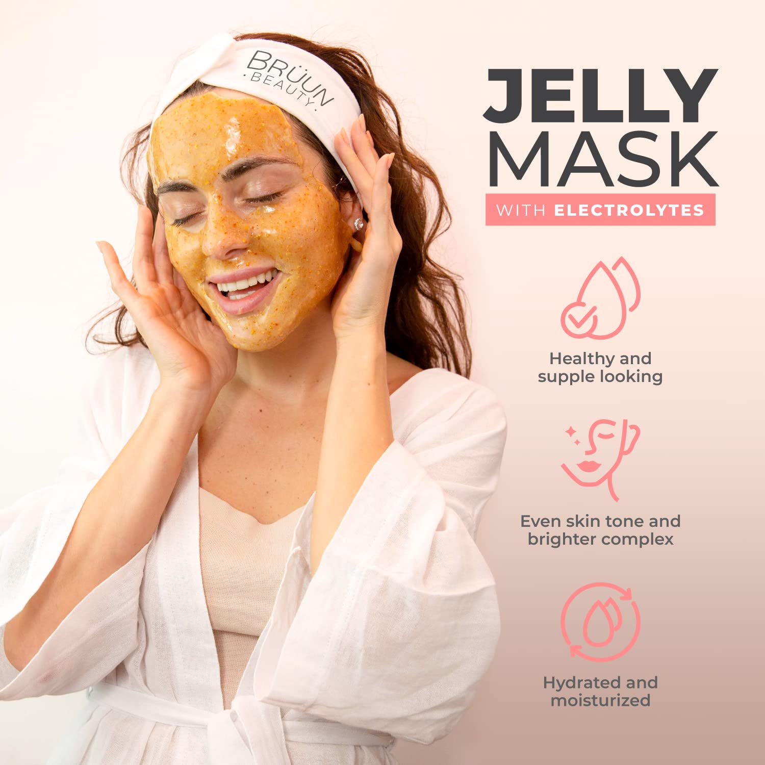 BRÜUN Jelly Mask Jar 24k Gold Mandelic AC Peel-Off – 23 fl oz Face & Body