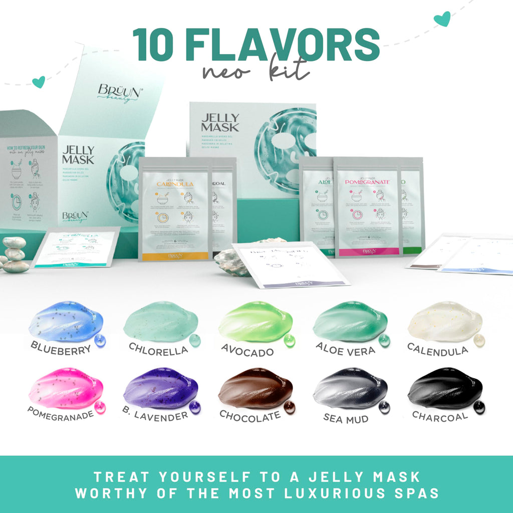 BRÜUN Peel-Off Jelly Mask NEO Set – 10 Treatments (Chocolate, Aloe Vera, Avocado & More)