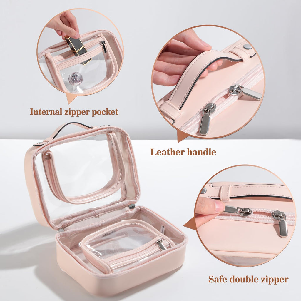 BS-MALL Travel Toiletry Bag - Premium Large Capacity, Multiple Compartments, Durable Pink Design