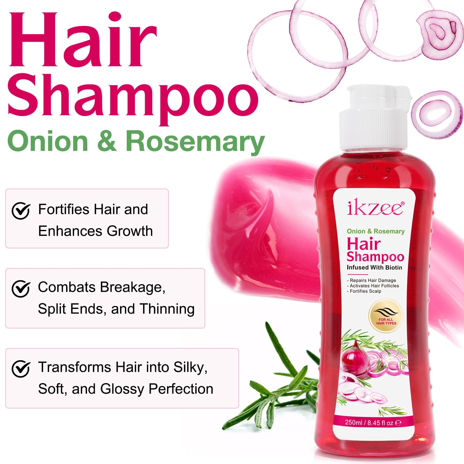 BSMKCL Onion Biotin & Rosemary Shampoo – Hair Growth, Thinning Hair & Shine (8.45 fl oz)