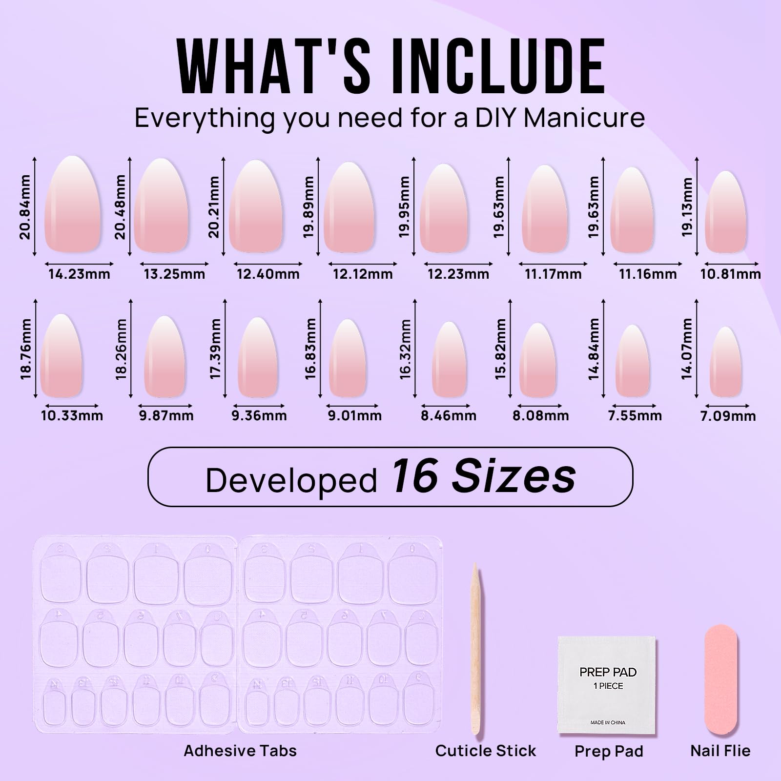 BTArtbox Almond Press On Nails Medium – Soft Gel Ombre, 32-Piece Kit (Vanilla Cream Almond)