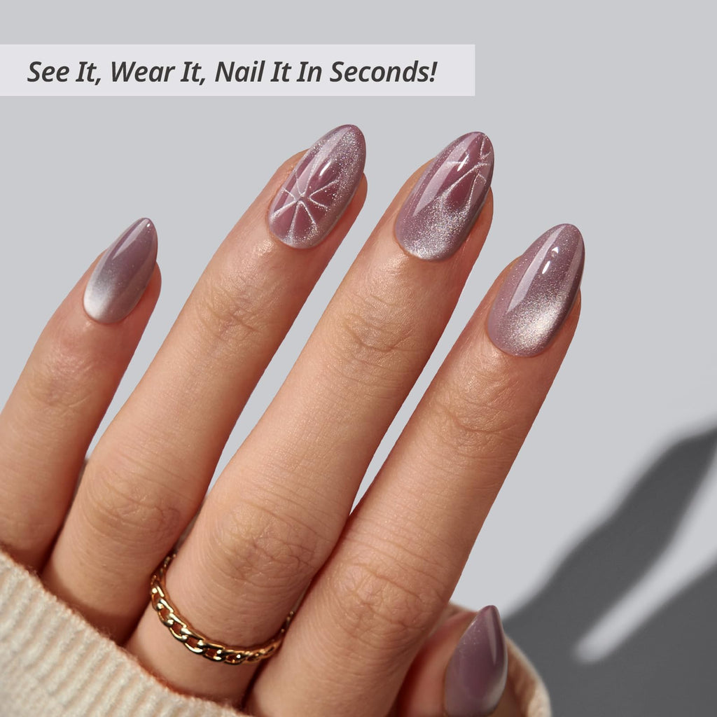 BTArtbox Berry Spark Press On Nails Kit - 32 Soft Gel Glue-On Almond Nails (16 Sizes)