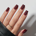 BTArtbox Cozy Cocoa Press-On Nails — Short Square, Glossy French Tips, Matte Finish, 16 Sizes, Valentine’s Day Gift