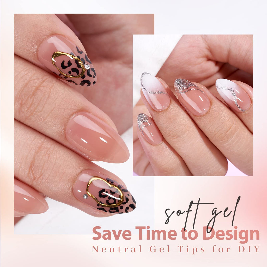 BTArtbox Almond Nail Tips Short – Soft Gel Press-On Nails with XCOATTIPS, Stronger Adhesion