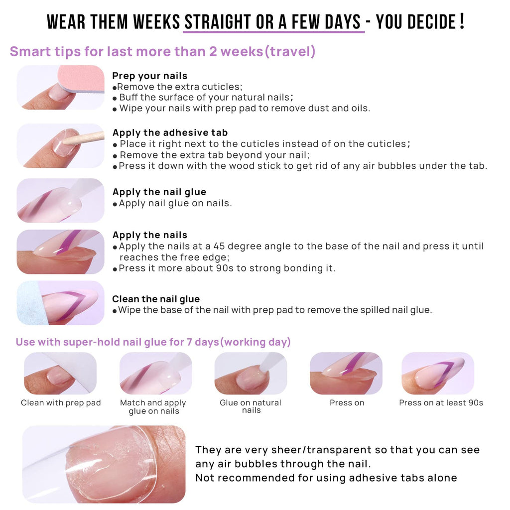 BTArtbox French Tip Press On Nails Almond – Hot Pink Berry French Short Gel Nails Kit (16 Sizes, 32 Nails)