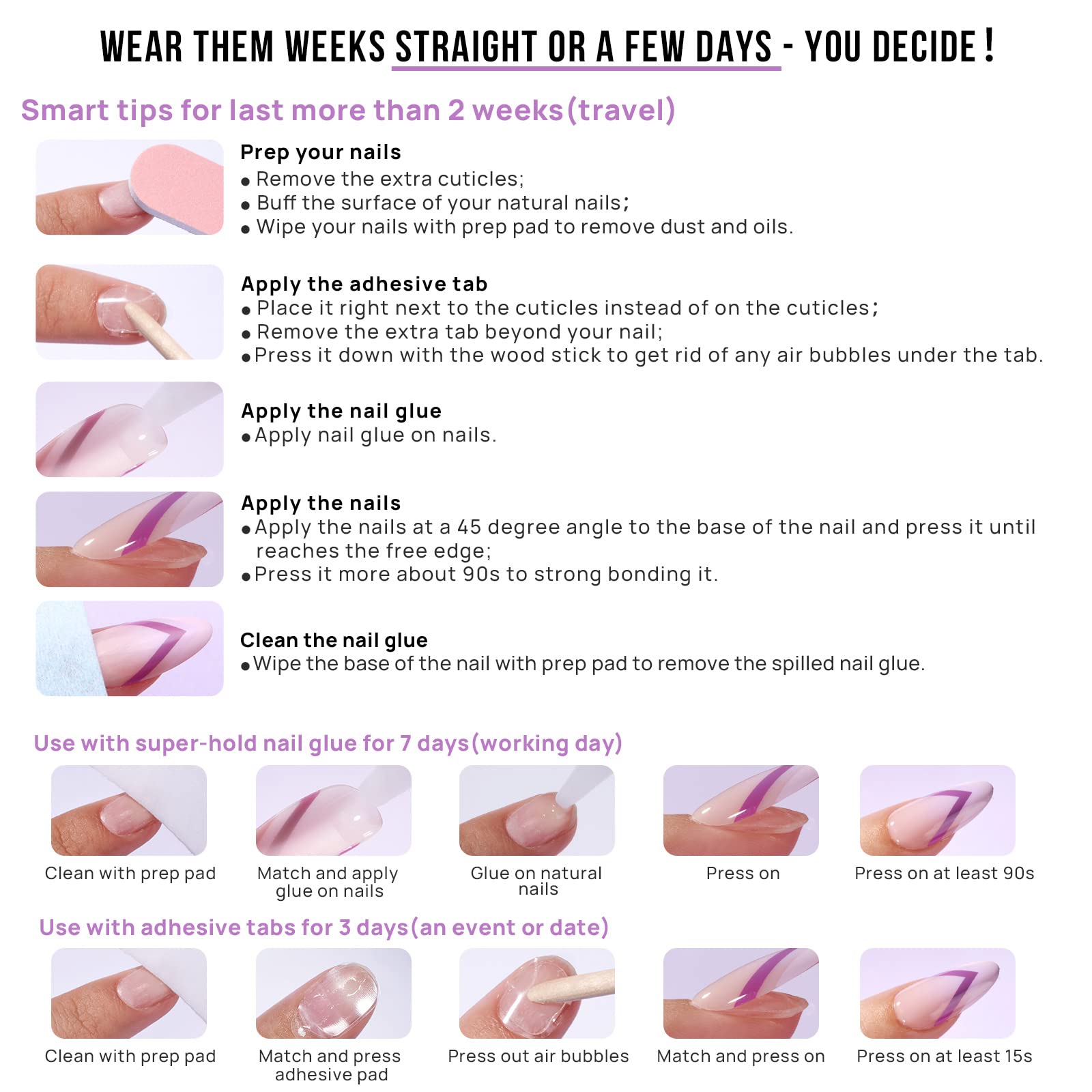 BTArtbox Press On Nails Short – White French Tip, Chrome Glazed, 15 Sizes, 30 Soft Gel Kit, Be Elegant