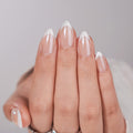 BTArtbox French Tip Press On Nails: White Almond Medium Gel Nails Kit (15 Sizes)