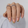 BTArtbox Gold Leaf Short Square Press On Nails – 30 Nail Kit, 16 Sizes