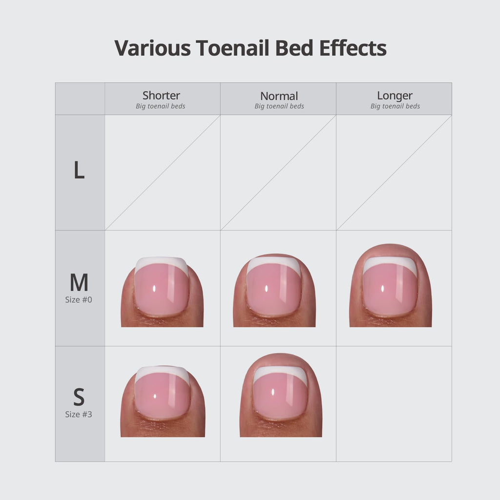 BTArtbox Chrome Press On Toenails – Pink Short Square, 32 Nails Kit (16 Sizes) | Honey Trap
