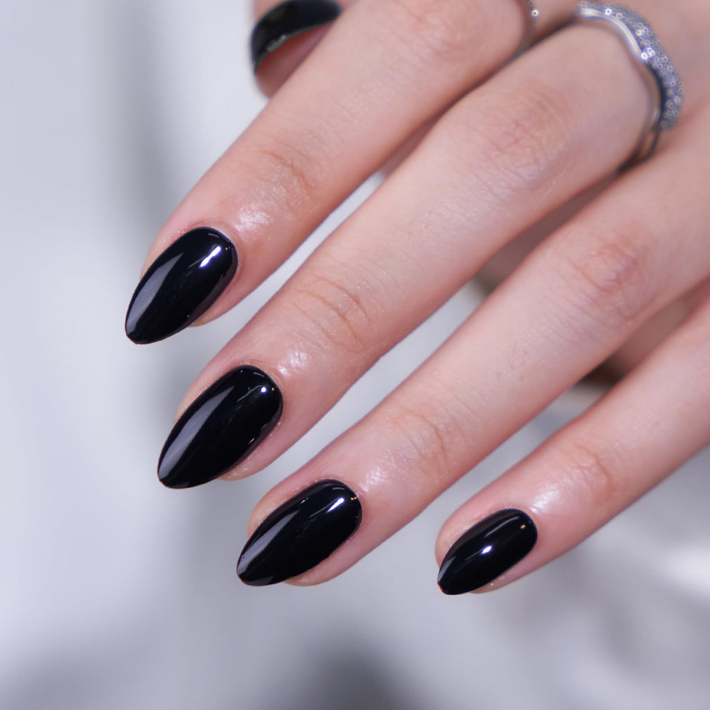 BTArtbox Black Velvet Almond Press On Nails | Soft Gel Kit, 16 Sizes, Quick Salon-Style Nails
