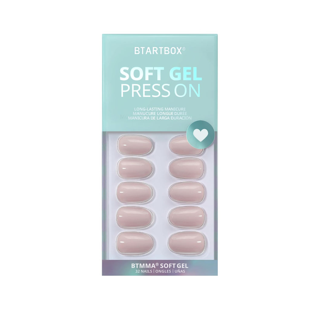 BTArtbox Press On Nails Oval – Soft Gel, Taro Milkshake, Reusable Glue-On Nails, 16 Sizes