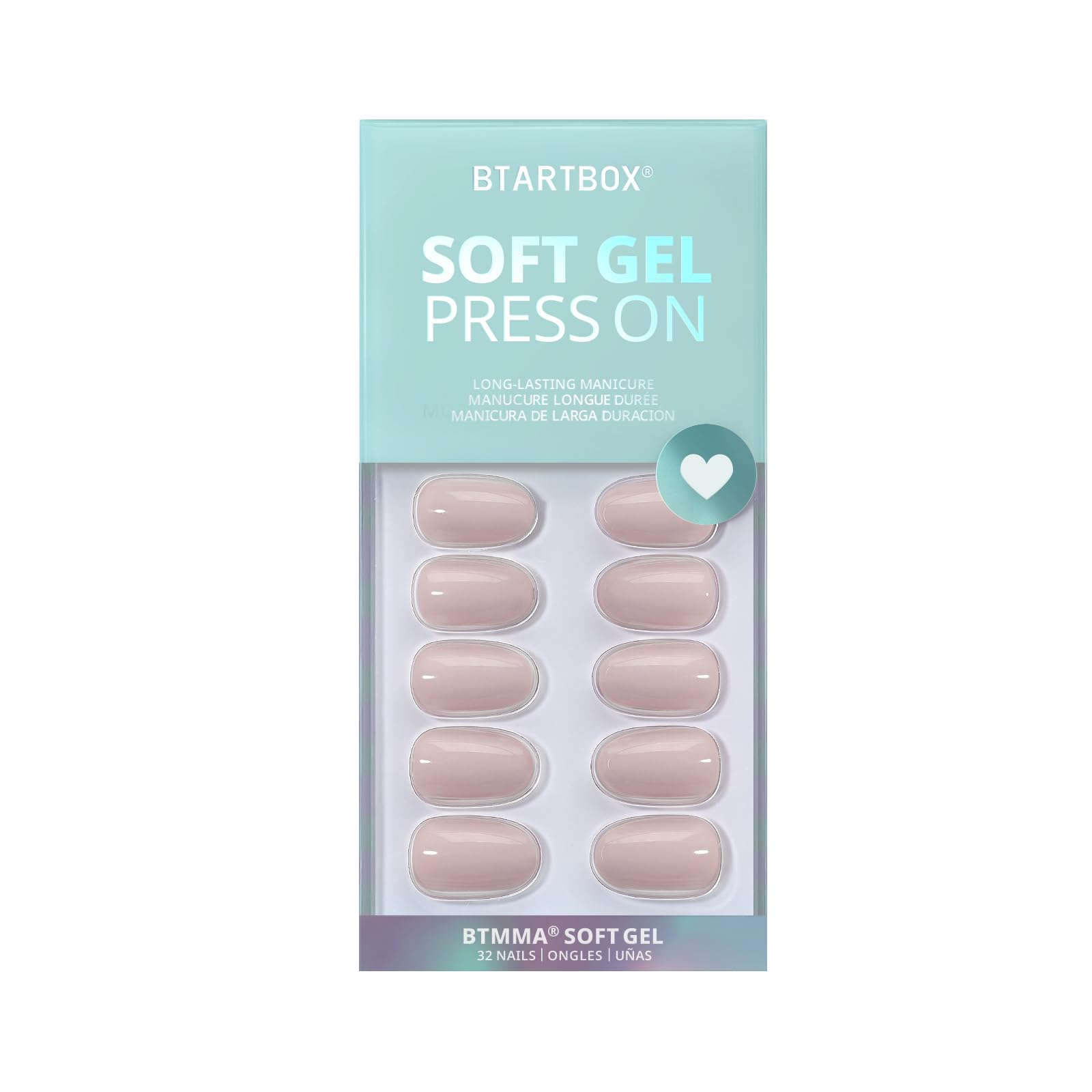 BTArtbox Press On Nails Oval – Soft Gel, Taro Milkshake, Reusable Glue-On Nails, 16 Sizes