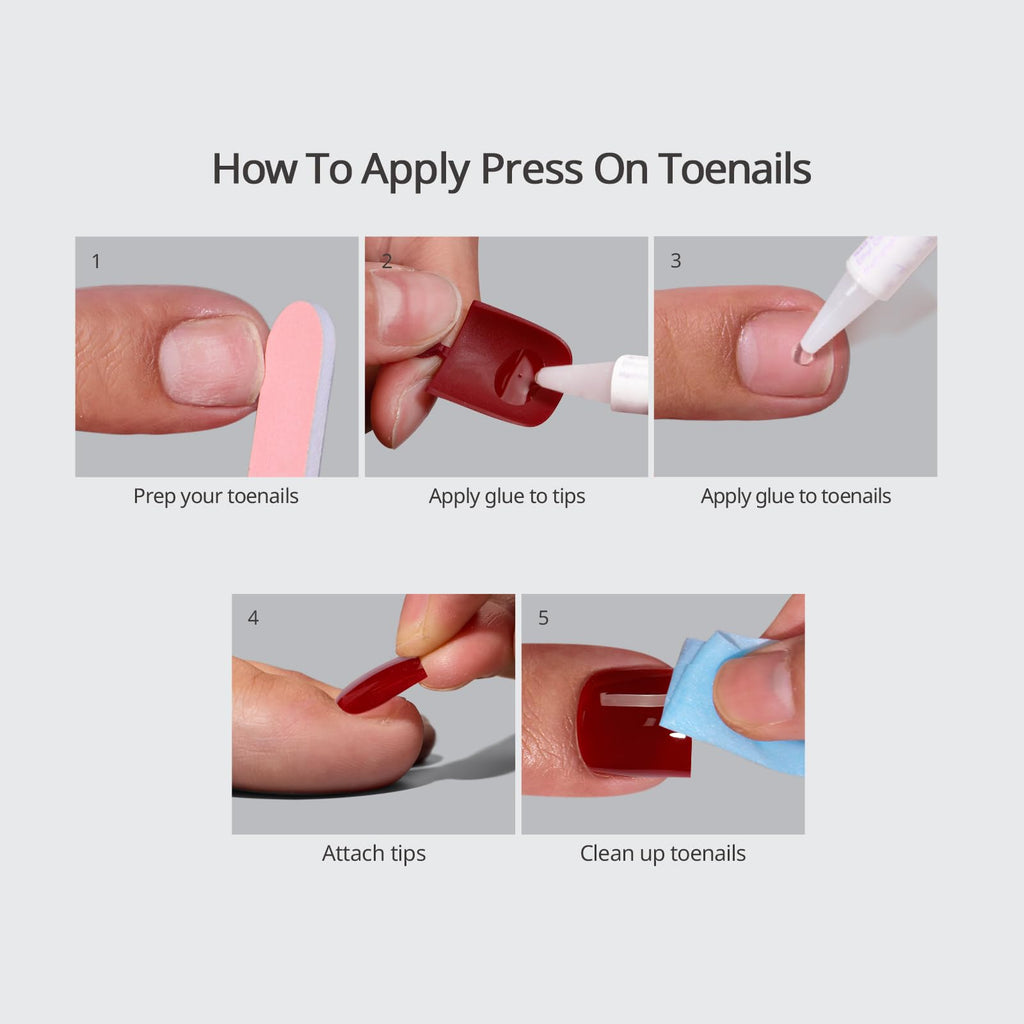 BTArtbox Naval Forces Press On Toenails – Sharp Square, Opaque Blue, 30-Nail Kit with Glue