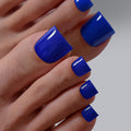 BTArtbox Naval Forces Press On Toenails – Sharp Square, Opaque Blue, 30-Nail Kit with Glue